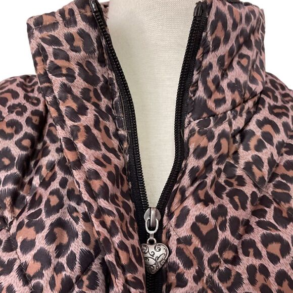 MIFRESIA women's brown leopard print puffer vest - Size S - Picture 4 of 10